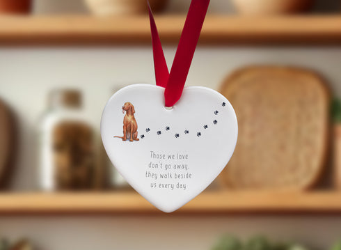 Vizsla Walk Beside Us Ceramic Heart